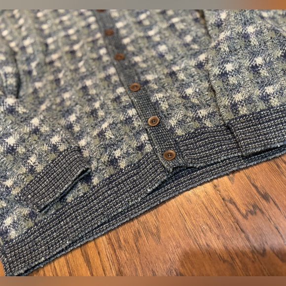 Vintage TSR USA Knit Cardigan Sweater | Made in USA | Plaid Grandpa large - Picture 3 of 11